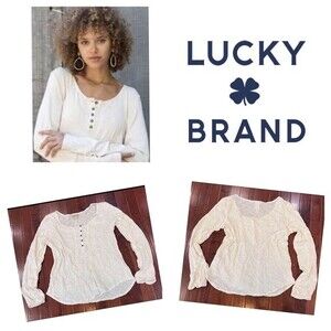 Lucky Brand off white Henley top size medium NWOT